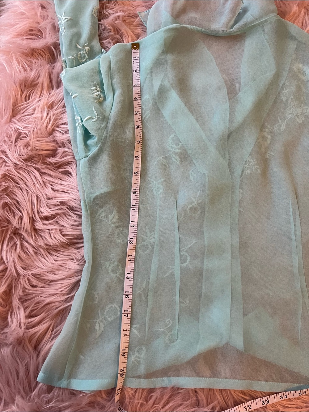 Sheer Embroidered Beaded Fairy Tie-Sleeve Blouse - Picture 11 of 11